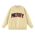 thumbnail image 5 of Fiaer Merry Christmas Womens Sweater Oversized Trendy Warm Knitted Pullover Long Sleeve Loose Fit Crew Neck Casual Xmas Tops Beige XXXXL, 5 of 5