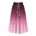thumbnail image 2 of Dianli Skirt Skorts Women's Printed A Line Long Skirt Elastic Waist Drawstring Gradient Pocketed Design Large Swing Breathable Cotton Linen Pull On Vacation Beach Skirt, 2 of 8