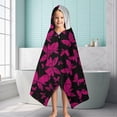 thumbnail image 6 of Black Pink Butterfly Pattern Hooded Bath Towel，60"x35" for Ages 3 To 12 Kids, Quick Dry Lightweight Soft Microfiber Hood Beach Towel Cover Up for Kids, 6 of 7