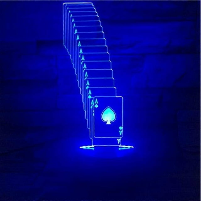 SCSYV 3D Night Light LED Illusion Desk Table Lamp Poker Pretty Gift for Infant Touch Sensor Awesome Decoration Gift for Brother and Sister Led 7 Color