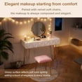 thumbnail image 6 of Large Vanity Desk with Mirror, 47.24" White and Gold Makeup Vanity Table with 3 Drawers and Pink Stool, Modern Dressing Table for Women, Bedroom, 6 of 15