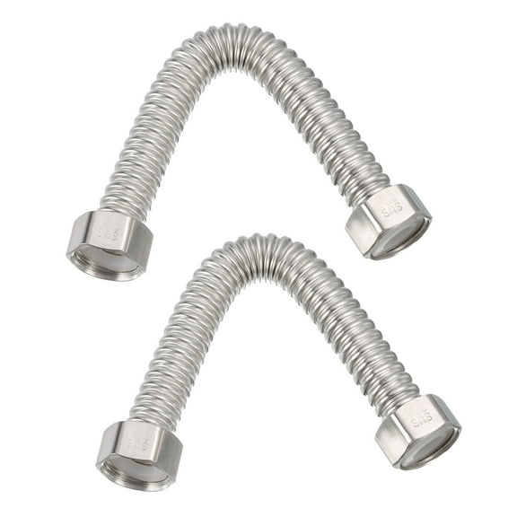 Uxcell G1/2 x 7.87 Inch Flexible Stainless Steel Water Heater Hose, 2Pcs Corrugated Water Heater Connector Hose