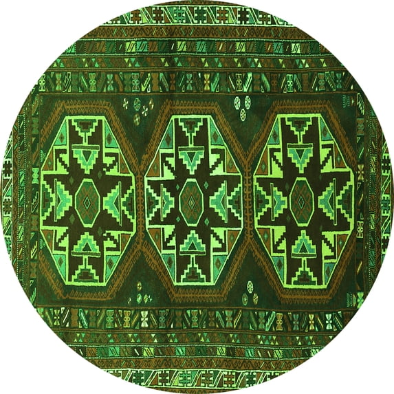 Ahgly Company Indoor Round Persian Green Traditional Area Rugs, 3' Round