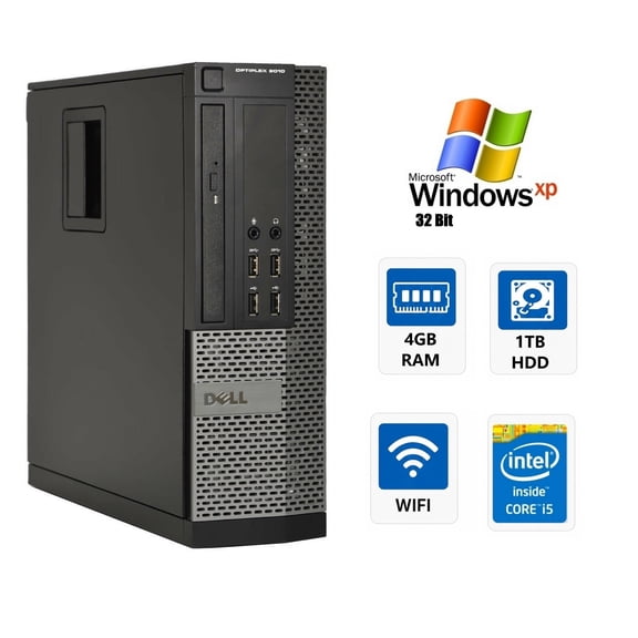 Restored Dell OptiPlex 9010 SSF Desktop Computer, Intel Core i5, 4GB RAM, 1TB HDD, Wi-Fi, Windows XP Pro 32-Bit