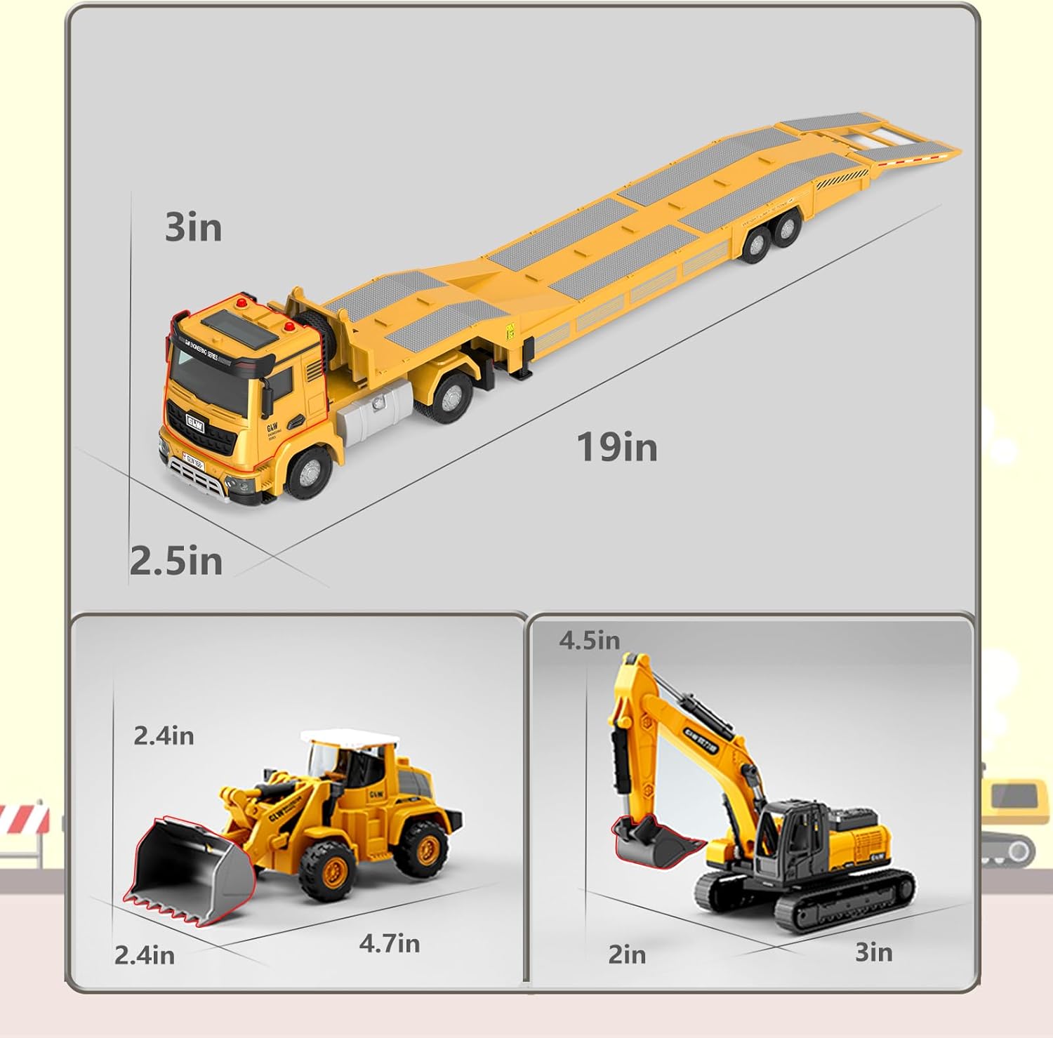 LINXUXIE Construction Toys Set, Kids Engineering Vehicles with Truck & Excavator & Bulldozer, Birthday Gifts for 1-3 3-5 5-8 Year Old