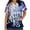 #1 Blue, variant on Luxalzxs Women's Scrub Tops Happy New Year Print Short Sleeve V-Neck Shirts Stretchy Nursing Uniform with Pockets