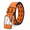 Orange, variant on TRISJEM Men's Double Prong Belt, Big & Tall 39"-41" Waist, Textured PU Leather Belt with Breathable Elongated Slots, Adjustable Casual Work Belt for Jeans Work Pants, Black Dark Brown Orange, 3 Color