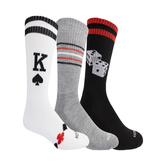 HOTSOX® Men's Crew Lucky Vegas Design Socks, 3-pack