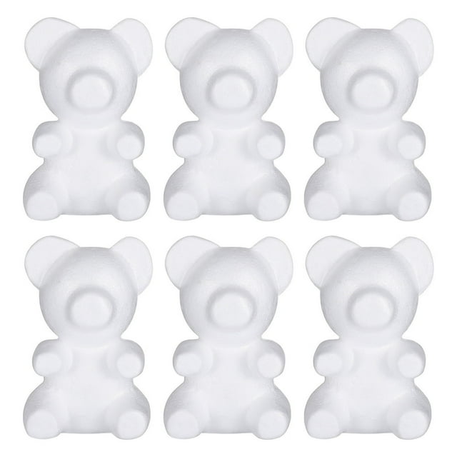 6pcs 20cm Modelling Bear Mold DIY Craft for Flower Arranging Gift Wedding Party Valentine Decoration (White)