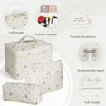 thumbnail image 3 of Soda Candy Makeup Bag Large Quilted Cosmetic Bag Floral Make up Bag for Women Cute Cotton Makeup Bag Set Travel Toiletry Organizer Bag, Small Flower, 3 of 7