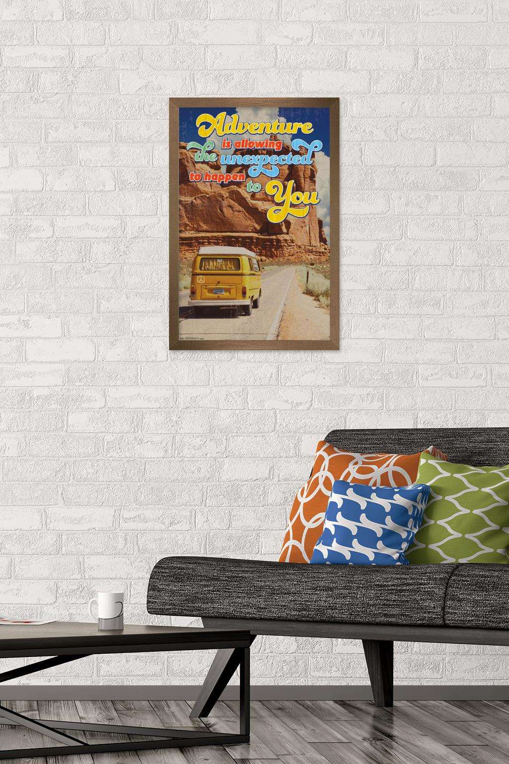 Old Van - Adventure Is Allowing The Unexpected Wall Poster, 14.725" x 22.375", Framed
