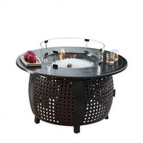 44 in. Aluminum Outdoor Round Propane Fire Table, Antique Copper