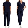 thumbnail image 4 of Natural Uniforms Womens Cool Stretch Modern Tuck-In Top Yoga Jogger Scrub Set with Regular and Petite Sizes 2025 Navy M, 4 of 4