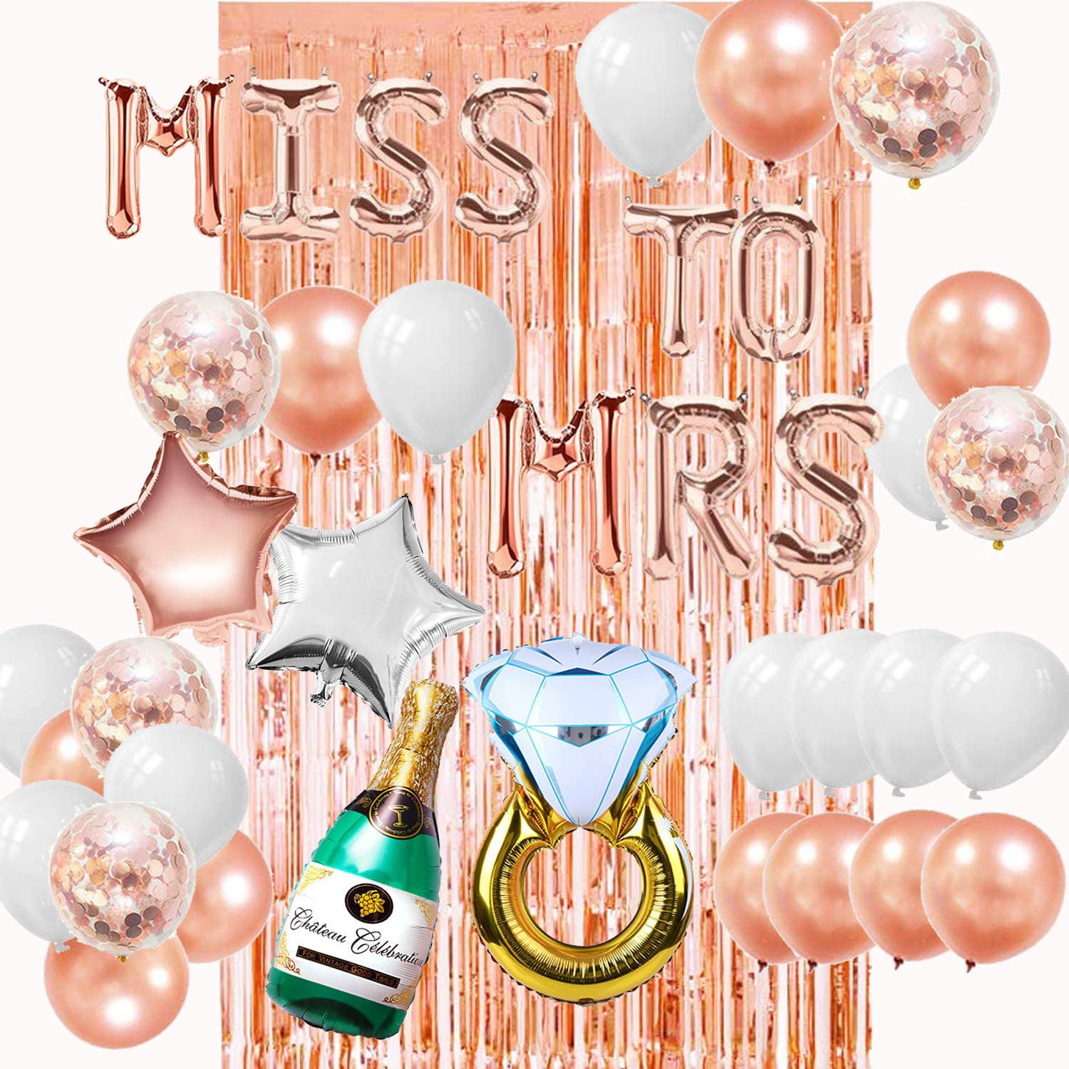 Banner Rose Gold Party Supplies Decorations For Wedding, MISS TO MRS Balloons