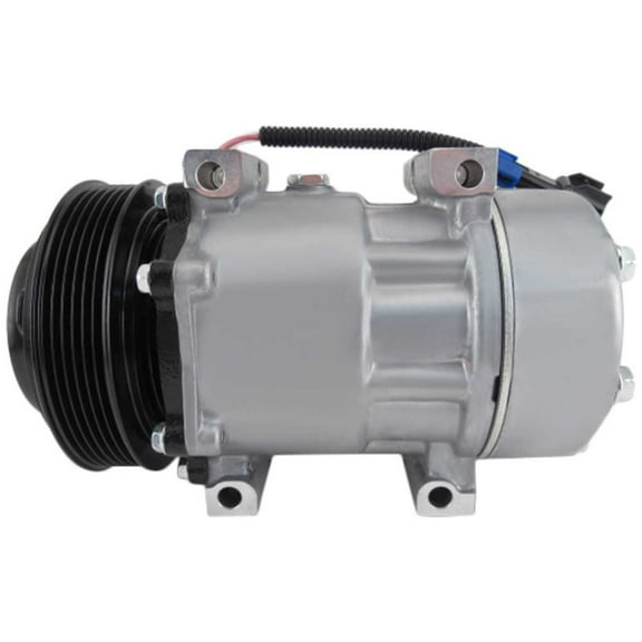 AC Compressor & 125mm 6 Groove A/C Clutch Replaces Sanden SD7H15 4080 w/ 12v Coil & 2-Wire Clutch Switch - BuyAutoParts