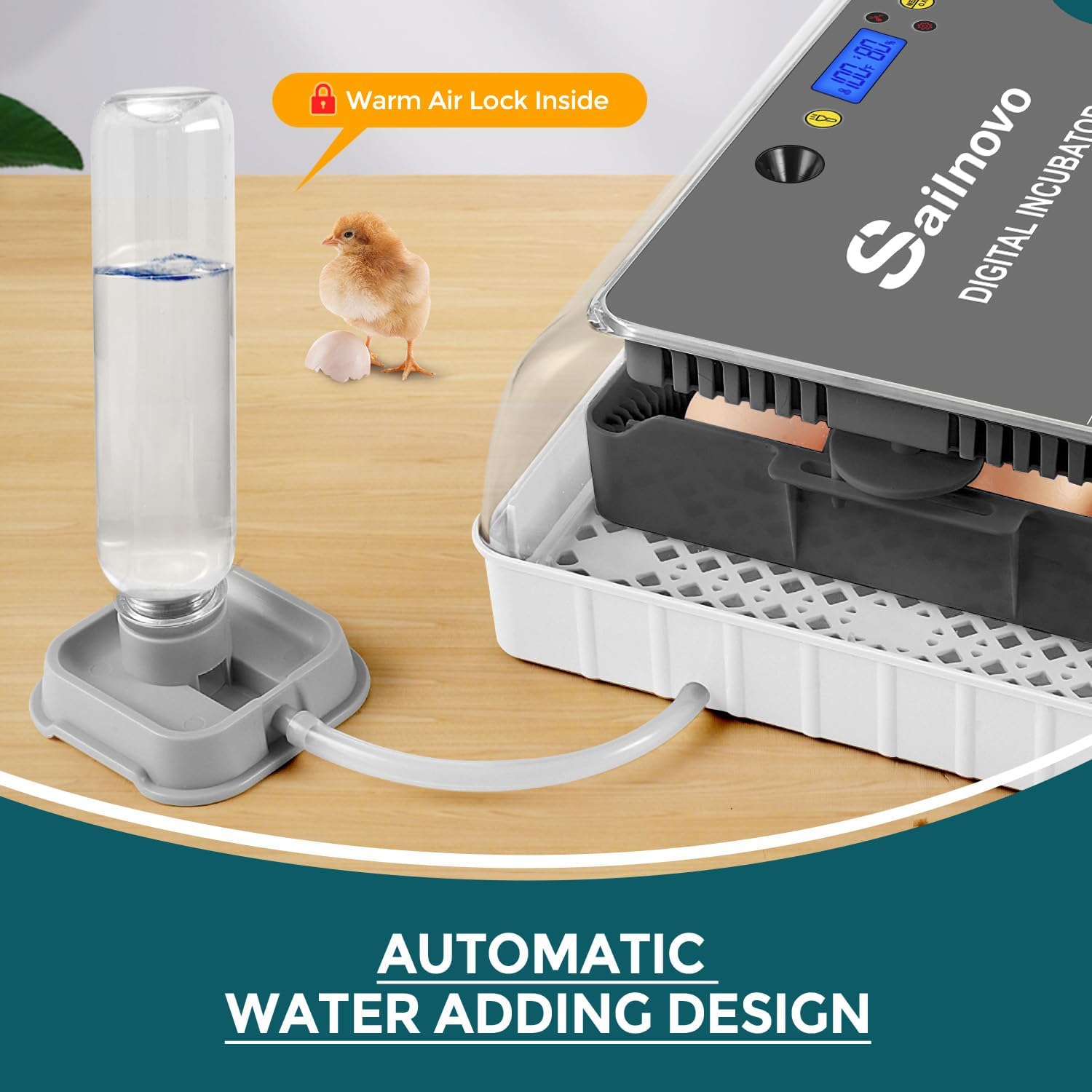 Adnoom Egg Incubator, 15 Eggs Automatic Incubator with Temperature Control and Automatic Egg Turning Function for Hatching Chickens, Ducks, Quails, and Birds, the Best Choice for Children's Gifts