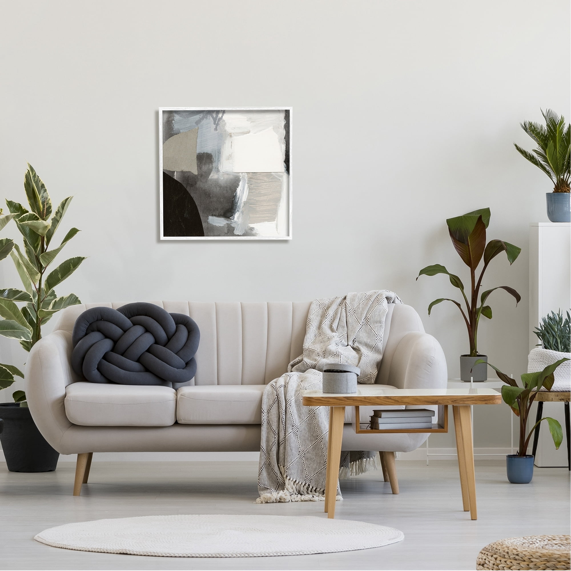 Stupell Industries Abstract Layered Collage Structured Shapes Paint Strokes Painting White Framed Art Print Wall Art, Design by Victoria Barnes