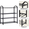 thumbnail image 3 of YSSOA Stackable Shoe Rack, 4 Tier Metal Shoes Rack Storage Shelf, Holds up to 12-16 Pairs Shoes, Black, 3 of 7