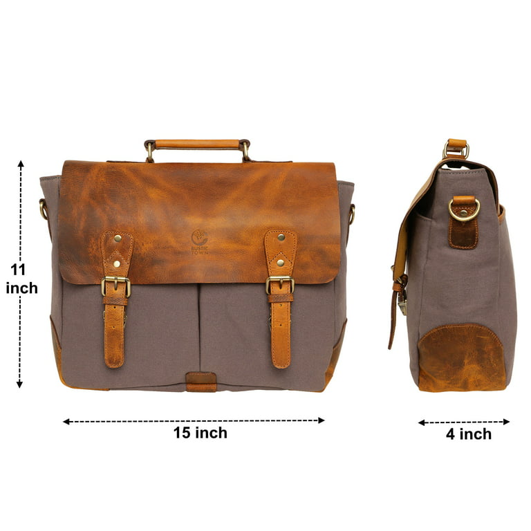 Classic Waxed Canvas Messenger Bag Mens Laptop Briefcase Cross Body Bag  Courier Bag Canvas Leather Satchel Bag Christmas Gift Ideas 
