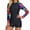 #0417-Multicolor, variant on Sokhug Womens Long Sleeve Zip Up One Piece Swimsuit Printed Conservative Rash Guard Stretch Diving Surfing Suit With Shorts