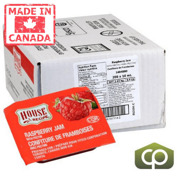 House Recipe CL Raspberry Jam Cup With Pectin 10ML (200/Case) - 0.34 oz (4.5 lbs)- Canadian Made