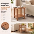 thumbnail image 7 of Ayaya 2-Tier Side Table, Solid Wood Indoor Bedside Table for Small Spaces, Living Room Bedroom Home Office, Walnut, 7 of 7