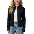 thumbnail image 2 of Girls Zip Up Athletic Jacket Lightweight Stand Collar Workout Outerwear With Thumbhole Cuffs for Gym Yoga Sports Daily Occasions, 2 of 8
