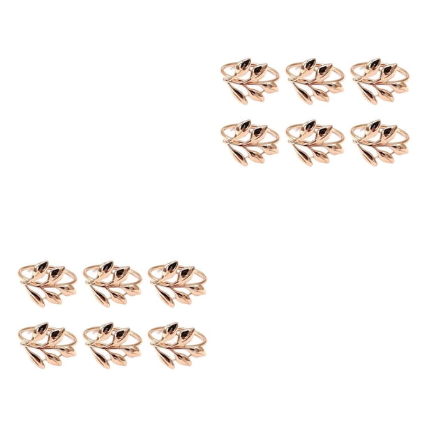 Monstrate Servilletas de San Valentín Diseño de hoja chapada Hebilla Servilleteros Ajuste Vajilla para diario Comedor Joyería oro oro rosa 2piezas