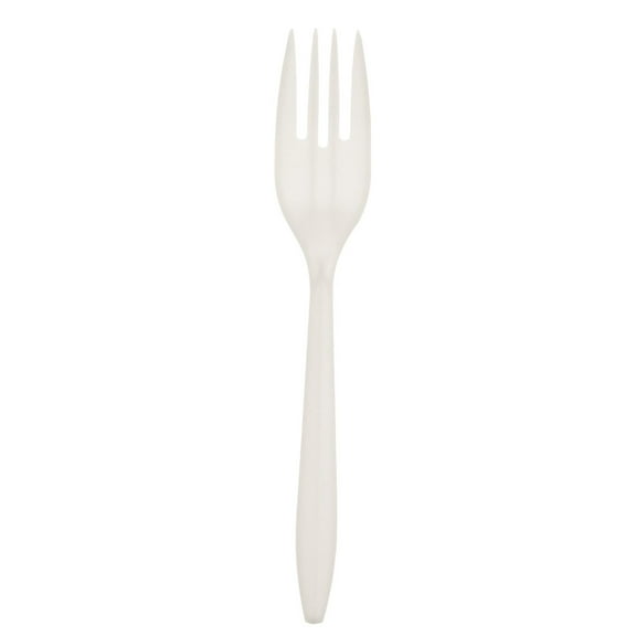 FPPWP1000 Disposable Medium Weight PP Plastic Forks, White (Pack of 1000)