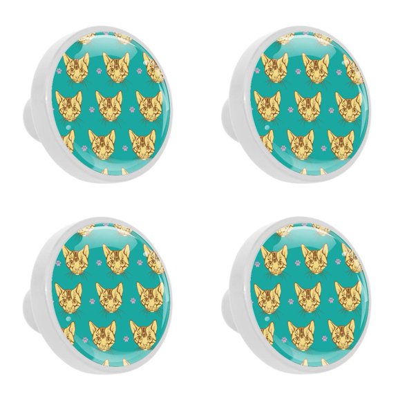 4 Pcs Cat Knobs for Kitchen Cabinet Cupboard Dresser Bookcase Drawer Pulls Handles Round Home Decor