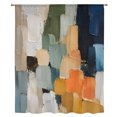 thumbnail image 2 of Orange Blue Blocks Sheer Curtains 54 Inches Long, Abstract Vintage Oil Painting Modern Art Light Filering Curtains, Breathable Simi Curtain Privacy Drapes for Kitchen Bathroom Window Treatment, 2 of 9