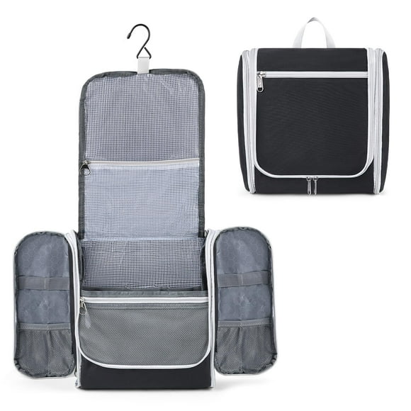 Neceser colgante Della Gao de nailon de gran capacidad, color negro