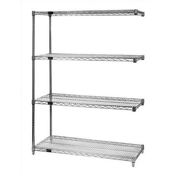 Quantum Storage AD86-2448C Chrome Wire Shelving 4-Shelf Add-On Unit - 86 in.