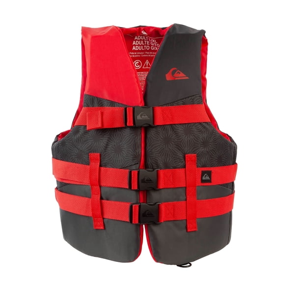 QUIKSILVER USCG Approved Men's Life Vest, Light-Weight EPE Foam, Three Belts with Quick-Release Buckles & D-Ring for Fishing and Boating - L/XL Size