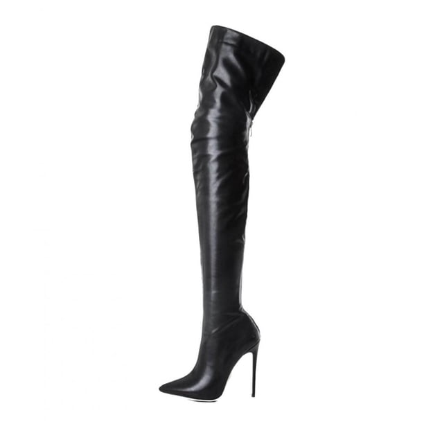 靴 Archive pointed toe heel boots black XZNGL Women Black High Heel Shoes Pointed Zip Shoes Winter Boots
