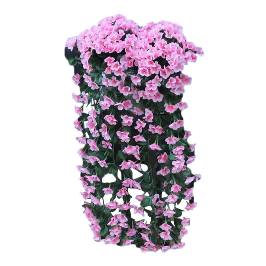 Artificial Plants & Flowers,Hanging Flowers Artificial Violet Flower Wall  Wisteria Basket Hanging Garland Vine Flowers Fake Silk Orchid 