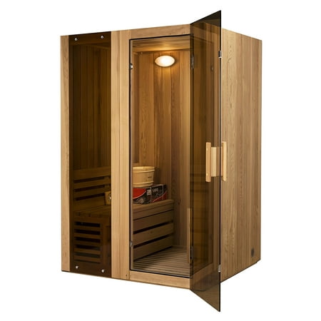 ALEKO STI2CED Canadian Cedar Indoor Wet Dry Sauna Steam Room, 3 kW Harvia KIP Heater, 2 Person