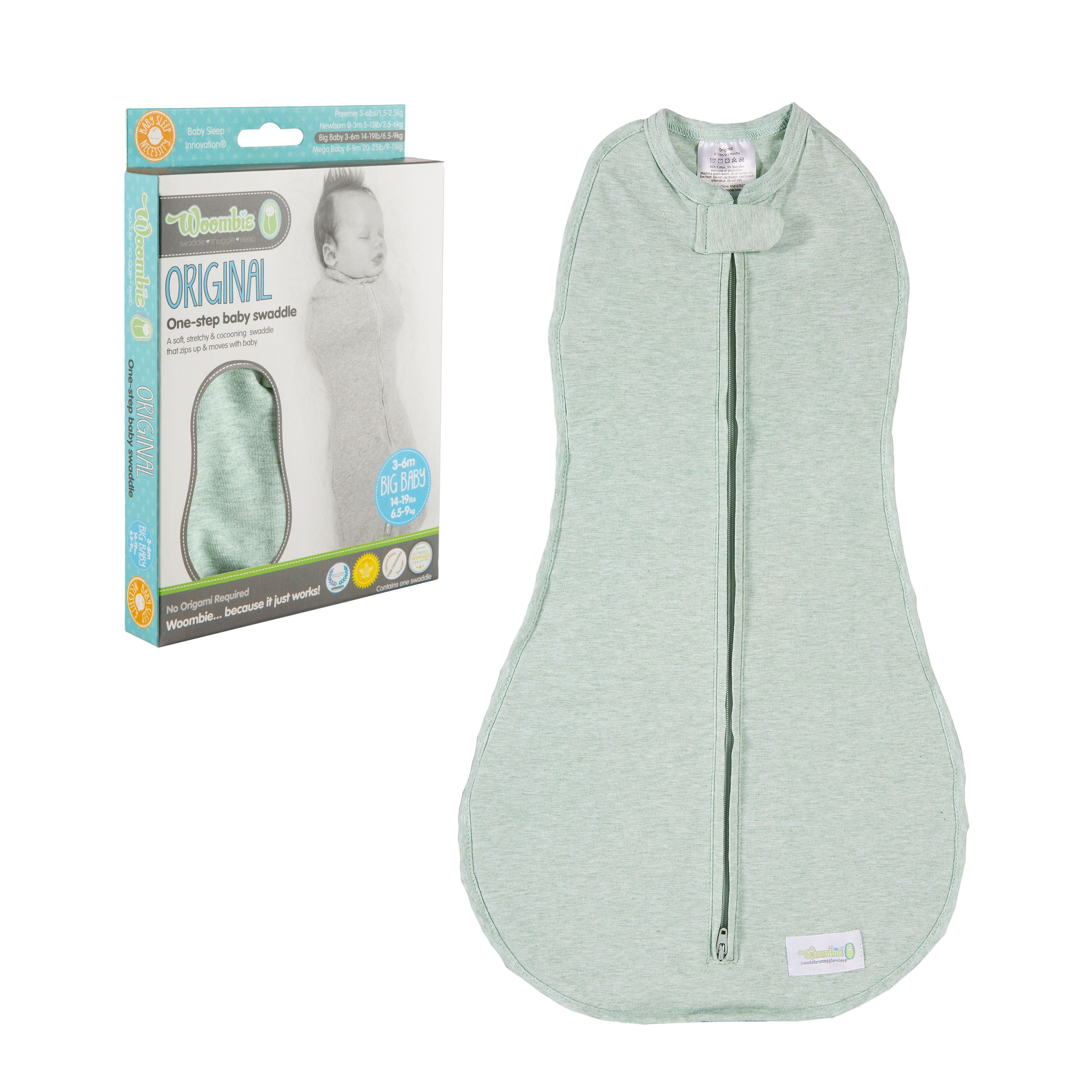 Woombie Original Nursery Swaddling Blanket For Babies up to 6 Months (Green Lime Sorbet, 1419