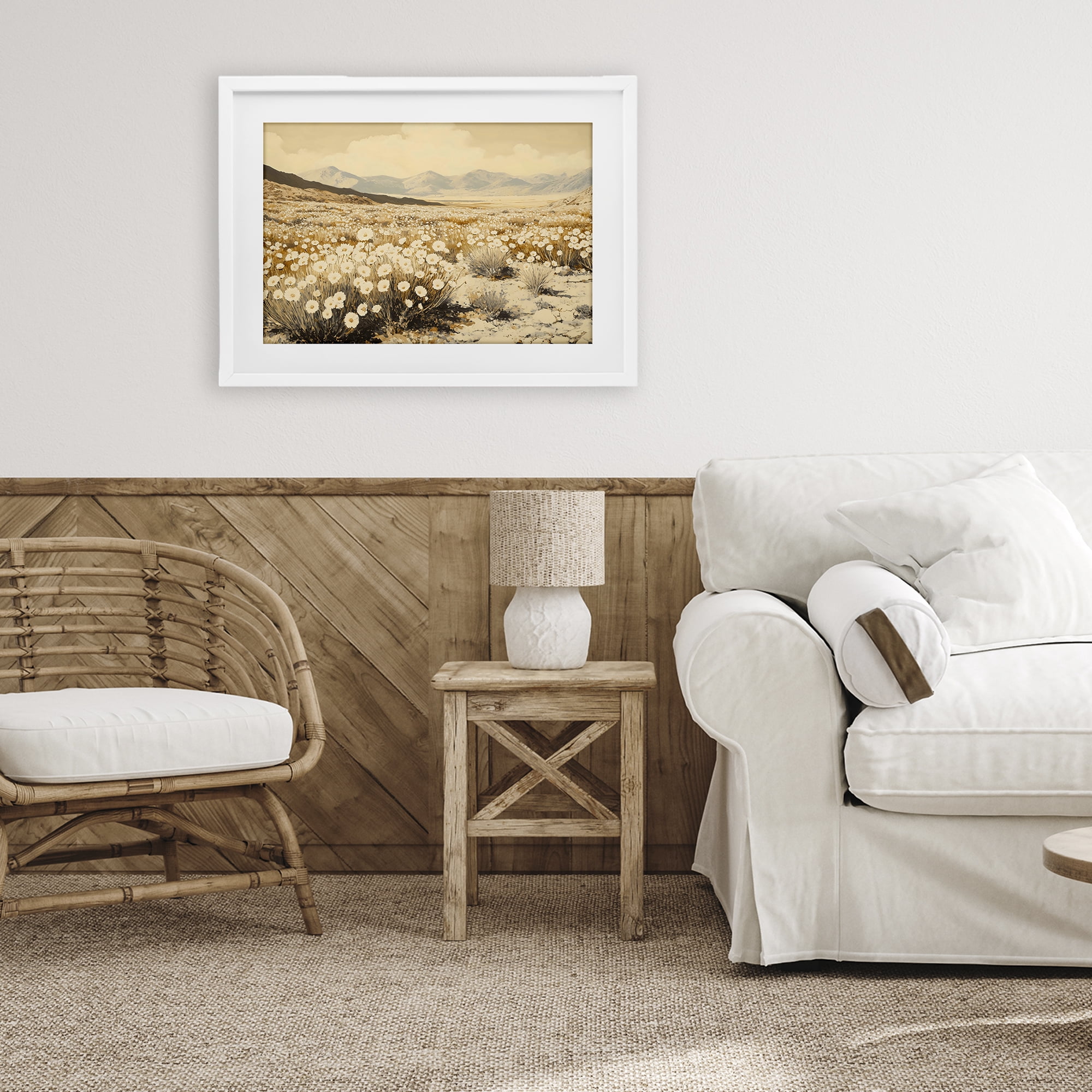 Stupell Industries Desert Wildflowers in Golden Valley White Framed Print Under Glass, design by Franklyn Gregory