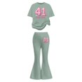 thumbnail image 5 of Gaexia Athletic Outfits for Girls,Girls Casual Fashion Outfit With Bow Short Sleeve Top and Long Pants for Play and Daily Wear Fashion Clothes,11-12 Years, 5 of 6
