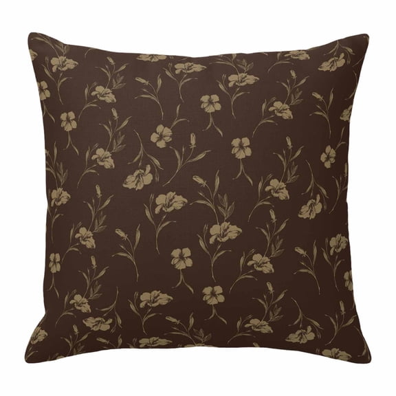 Pillow Covers 26x26 Inch, Brown Floral Linen Pillowcase with Invisible Zipper, Vintage Spring Botanical Flowers Decorative Throw Pillow Covers Cushion Case for Couch Sofa Bed Living Room