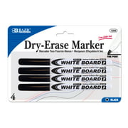 BAZIC Dry Erase Marker Black Fine Tip Whiteboard Markers (4/Pack), 1-Pack