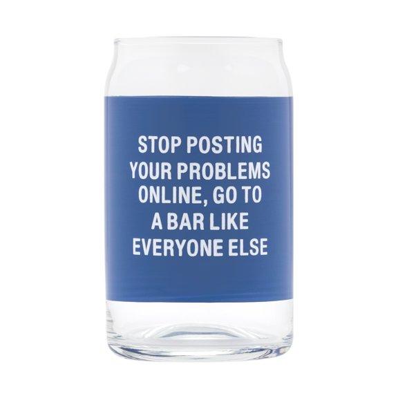 Go To A Bar Like Everyone Else Royal Blue 16.9 ounce Libbey Beer Can Glass