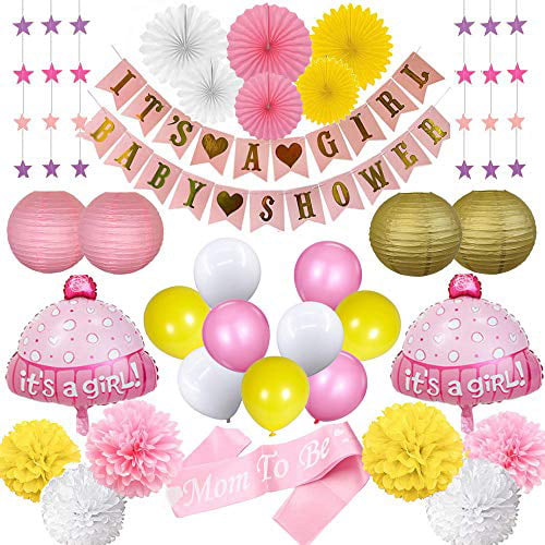 30 Pcs Baby Shower Girl or Boy Mummy To Be Balloon Photo Props Pompoms 
