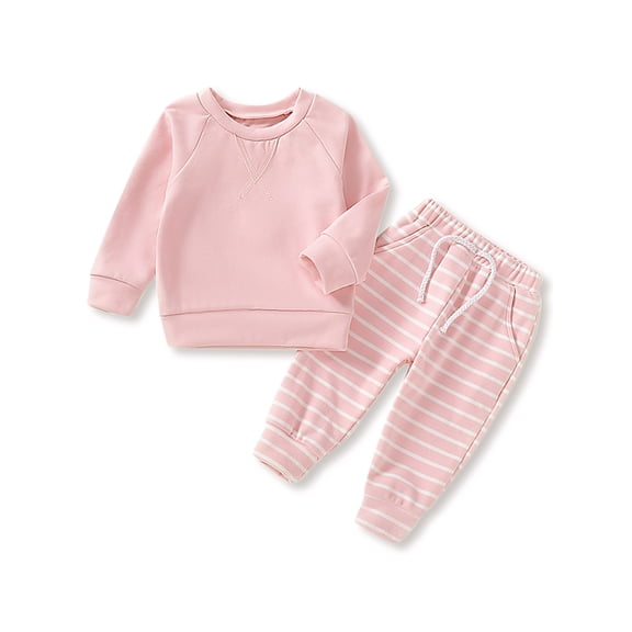 Dooleck Unisex Infant Girl Striped Shirt Halen Pant Set Female Outfit Sleepwear