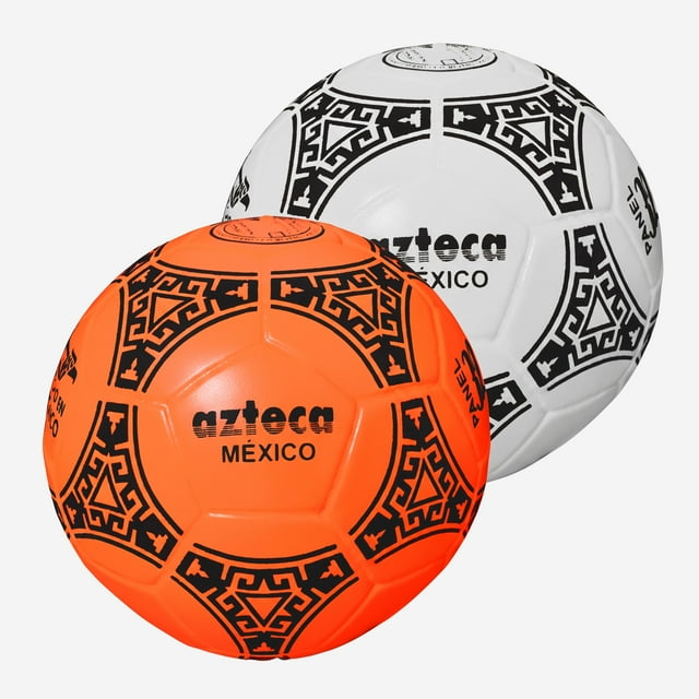 2pz Balon Fútbol Azteca No5 Adulto Panel 32 Reforz Todo Terreno, Naranja y Blanco