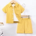 thumbnail image 2 of Baby Boys Summer Casual Outfit Sets Laple Short Sleeve Button-Down Shirt Top and Shorts Set Toddler Boy Cute Clothes, 2 of 6