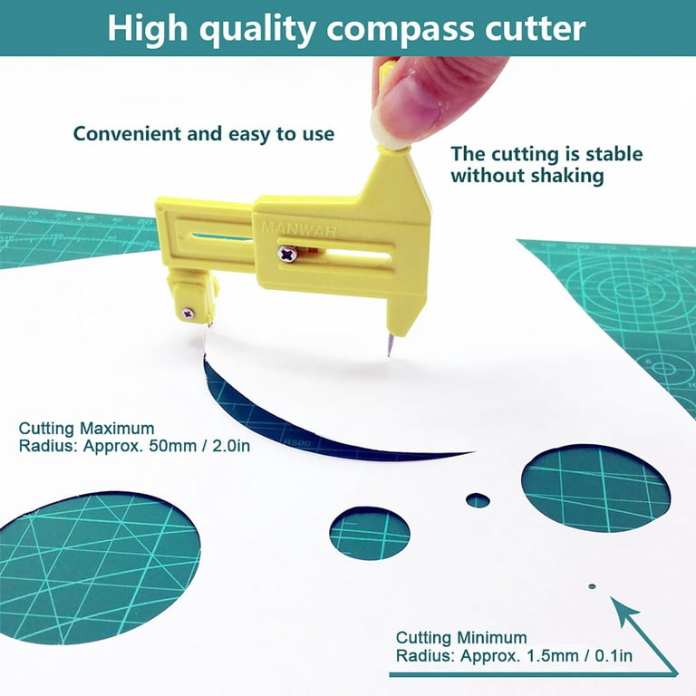 Rotary Compass Circle Cutter - Paper Cardboard Rubber Vinyl Leather Circle