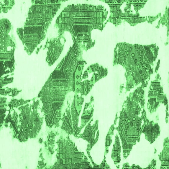 Ahgly Company Indoor Square Abstract Emerald Green Modern Area Rugs, 8' Square