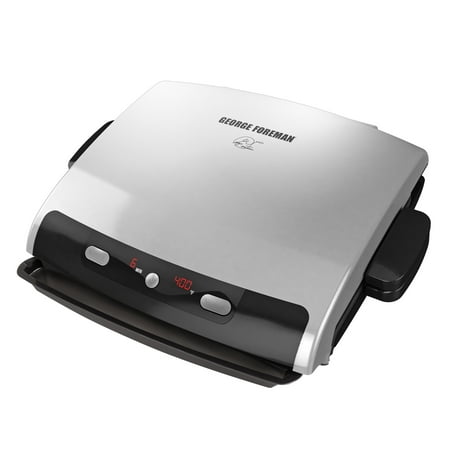 George Foreman 6-Serving Removable Plate Electric Indoor Grill and Panini Press, Silver, (Best Rated Indoor Grills 2019)